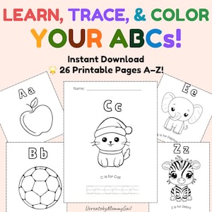 ABC Tracing and Coloring Pages | Alphabet Worksheets for Kids, Preschool and Homeschool Printable Letters A–Z
