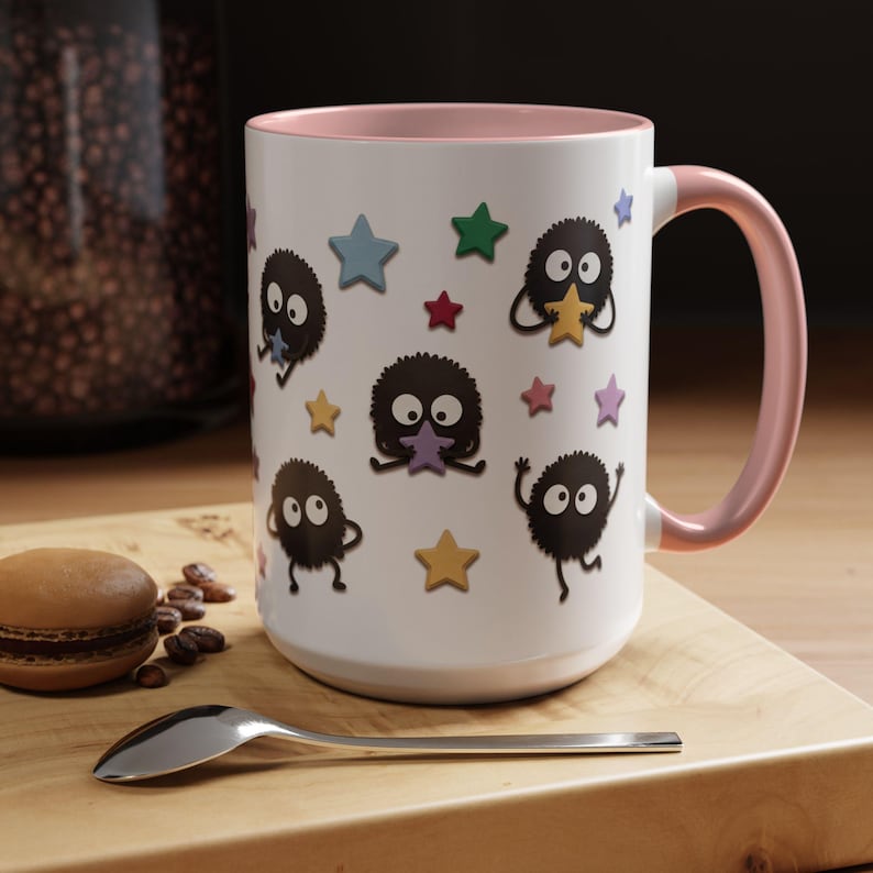Taza de cerámica con diseño de duendes de hollín, inspirada en El viaje de Chihiro, regalo de Ghibli (325 ml, 444 ml) 15oz