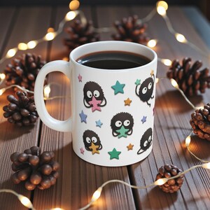 Soot Sprites Paper Art Mug, Spirited Away Inspired Ceramic Cup, Studio Ghibli Gift image 2