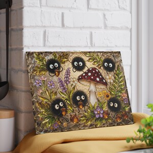 Spirited Away Soot Sprites Glass Cutting Board, Ghibli Kitchen Decor Gift image 4