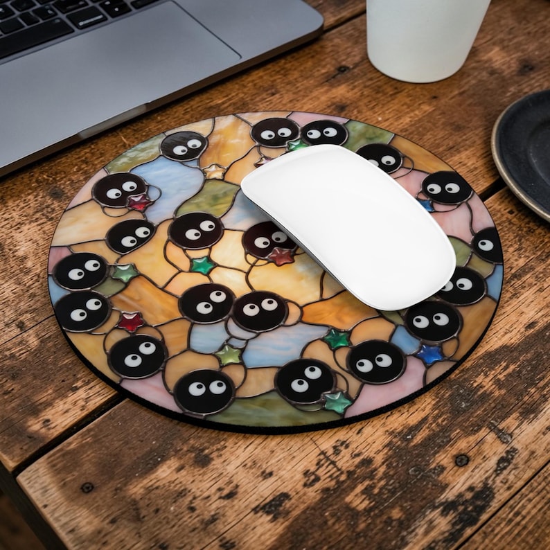 Soot Sprites Round Mouse Pad, Anime Desk Mat, Studio Ghibli fans Gift image 4