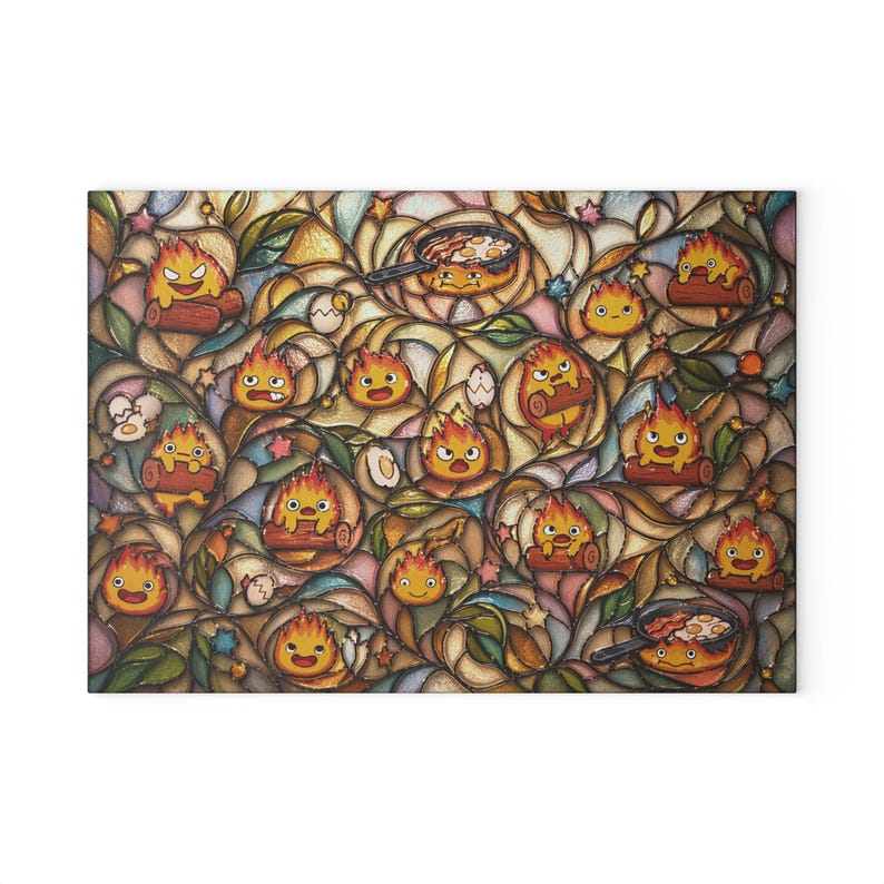 Calcifer Glass Cutting Board, Howls Moving Castle Studio Ghibli Kitchen Decor Gift image 10