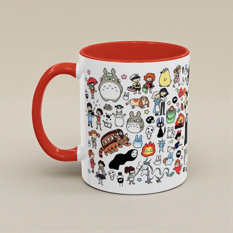 Kawaii Studio Ghibli Doodles Mug, Custom Color Anime Coffee Cup, Ghibli Fan Gift image 13