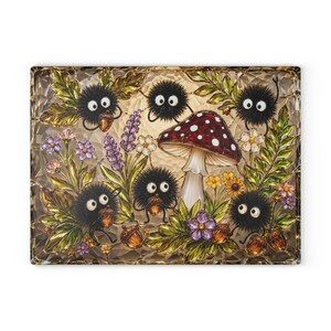 Spirited Away Soot Sprites Glass Cutting Board, Ghibli Kitchen Decor Gift image 7