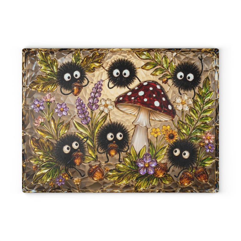 Spirited Away Soot Sprites Glass Cutting Board, Ghibli Kitchen Decor Gift image 7