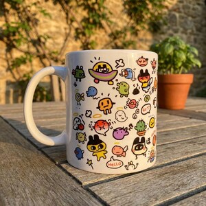 Tamagotchi Ceramic Mug 11oz, Kawaii Y2K Virtual Pet Coffee Cup image 5
