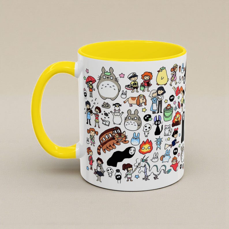 Kawaii Studio Ghibli Doodles Mug, Custom Color Anime Coffee Cup, Ghibli Fan Gift image 15