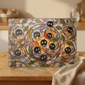 New Arrival! Spirited Away Soot Sprites Glass Cutting Board, Studio Ghibli Kitchen Decor Gift image 4