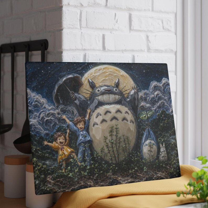 Totoro Glas Schneidebrett, Studio Ghibli Anime Küche Dekor Geschenk Bild 3