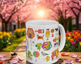 Katamari Damacy Ceramic Mug, Kitchen Decor, Japanese Game Art Coffee Cup, Gamers Gift