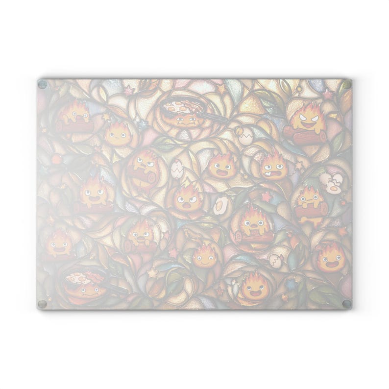 Calcifer Glass Cutting Board, Howls Moving Castle Studio Ghibli Kitchen Decor Gift image 12