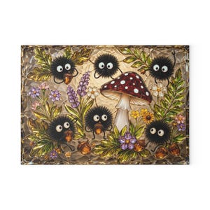 Spirited Away Soot Sprites Glass Cutting Board, Ghibli Kitchen Decor Gift image 8