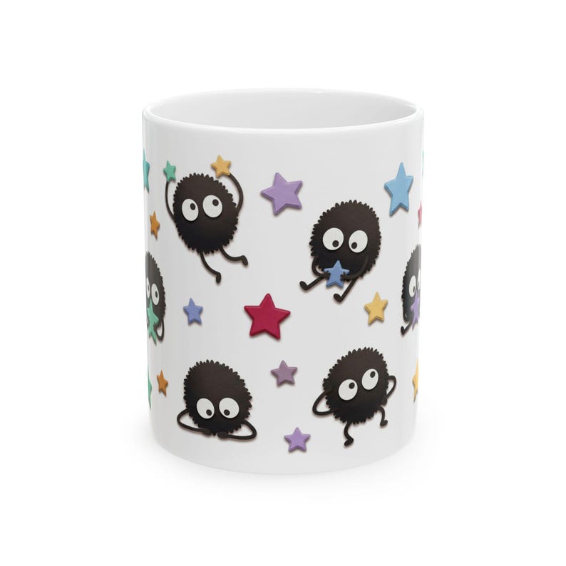 Soot Sprites Paper Art Mug, Spirited Away Inspired Ceramic Cup, Studio Ghibli Gift image 13