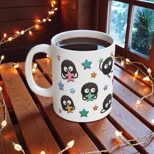 Soot Sprites Paper Art Mug, Spirited Away Inspired Ceramic Cup, Studio Ghibli Gift image 4