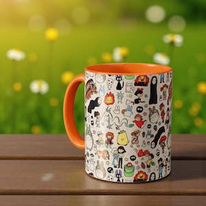 Inspired by Studio Ghibli Spirited Away Totoro Forest Spirit Ceramic Mug 11oz, 10 color Orange