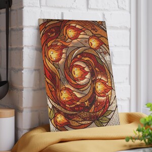 Howls Moving Castle Calcifer Fire Demon Glass Cutting Board Studio Ghibli Kitchen Decor Gift image 6