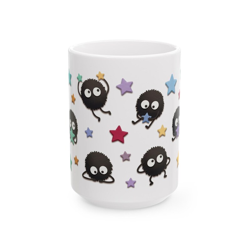 Soot Sprites Paper Art Mug, Spirited Away Inspired Ceramic Cup, Studio Ghibli Gift image 17