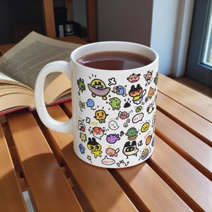 Tamagotchi Ceramic Mug 11oz, Kawaii Y2K Virtual Pet Coffee Cup image 9
