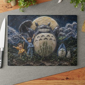 Totoro Glas Schneidebrett, Studio Ghibli Anime Küche Dekor Geschenk 11" x 15"