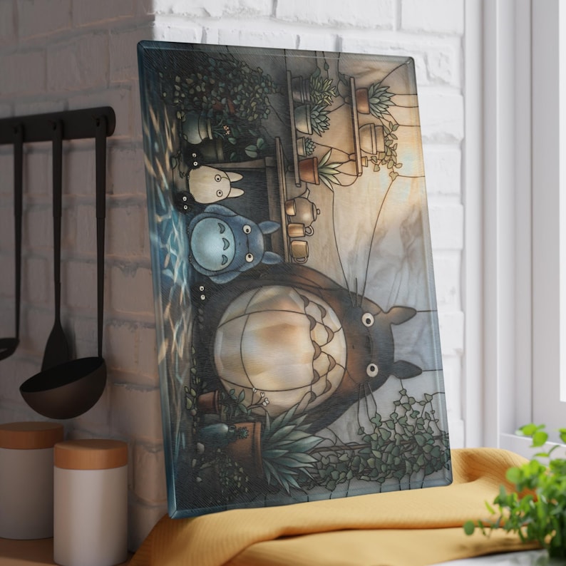 Totoro Forest Spirit Glass Cutting Board Studio Ghibli Kitchen Decor Gift image 5