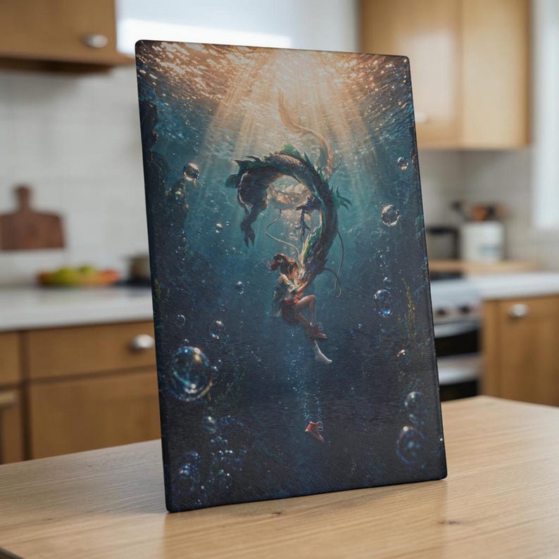 Tabla de cortar de cristal Haku Chihiro de El viaje de Chihiro de Studio Ghibli, ideal para la cocina. imagen 3