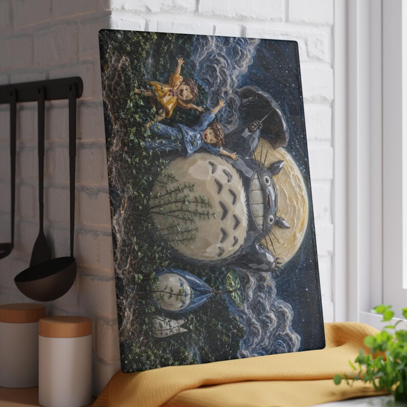 Totoro Glas Schneidebrett, Studio Ghibli Anime Küche Dekor Geschenk Bild 5