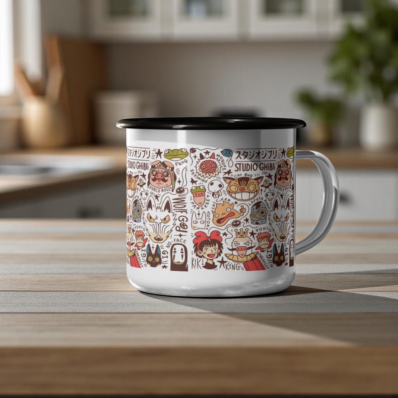 Inspired by Studio Ghibli Characters Enamel Camp Cup 12 oz image 5