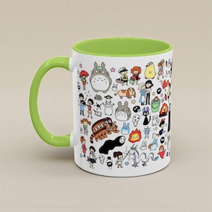 Kawaii Studio Ghibli Doodles Mug, Custom Color Anime Coffee Cup, Ghibli Fan Gift image 16