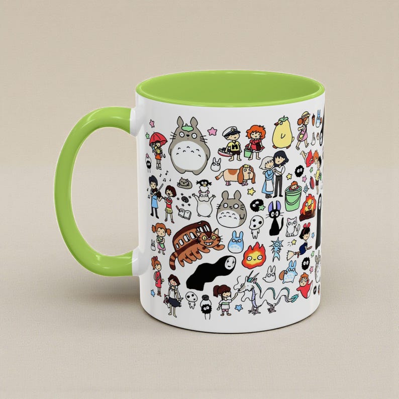 Kawaii Studio Ghibli Doodles Mug, Custom Color Anime Coffee Cup, Ghibli Fan Gift image 16