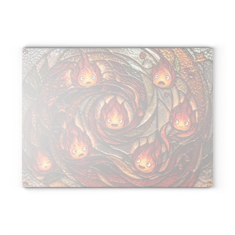 New Arrival! Howls Moving Castle Calcifer Glass Cutting Board Ghibli kitchenware image 12