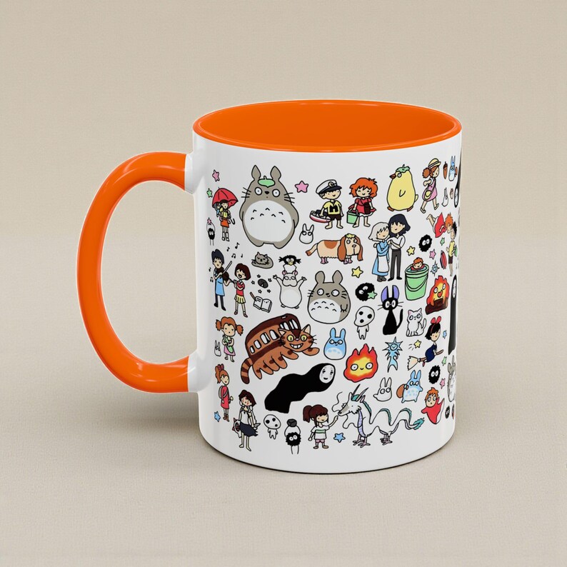 Kawaii Studio Ghibli Doodles Mug, Custom Color Anime Coffee Cup, Ghibli Fan Gift image 14