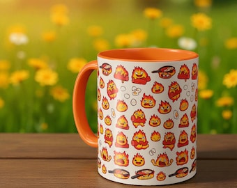 Geïnspireerd door Studio Ghibli Calcifer keramische mok 11oz | 10 kleuren: