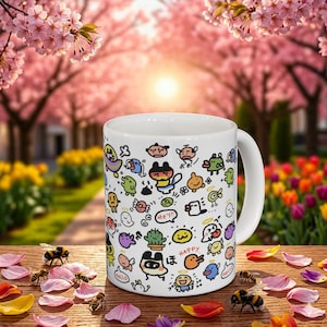 Tamagotchi Ceramic Mug 11oz, Kawaii Y2K Virtual Pet Coffee Cup image 1