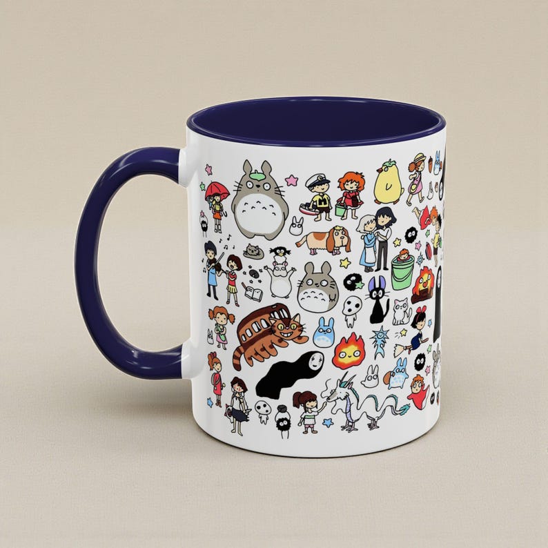 Kawaii Studio Ghibli Doodles Mug, Custom Color Anime Coffee Cup, Ghibli Fan Gift image 18