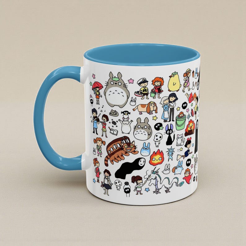 Kawaii Studio Ghibli Doodles Mug, Custom Color Anime Coffee Cup, Ghibli Fan Gift image 17