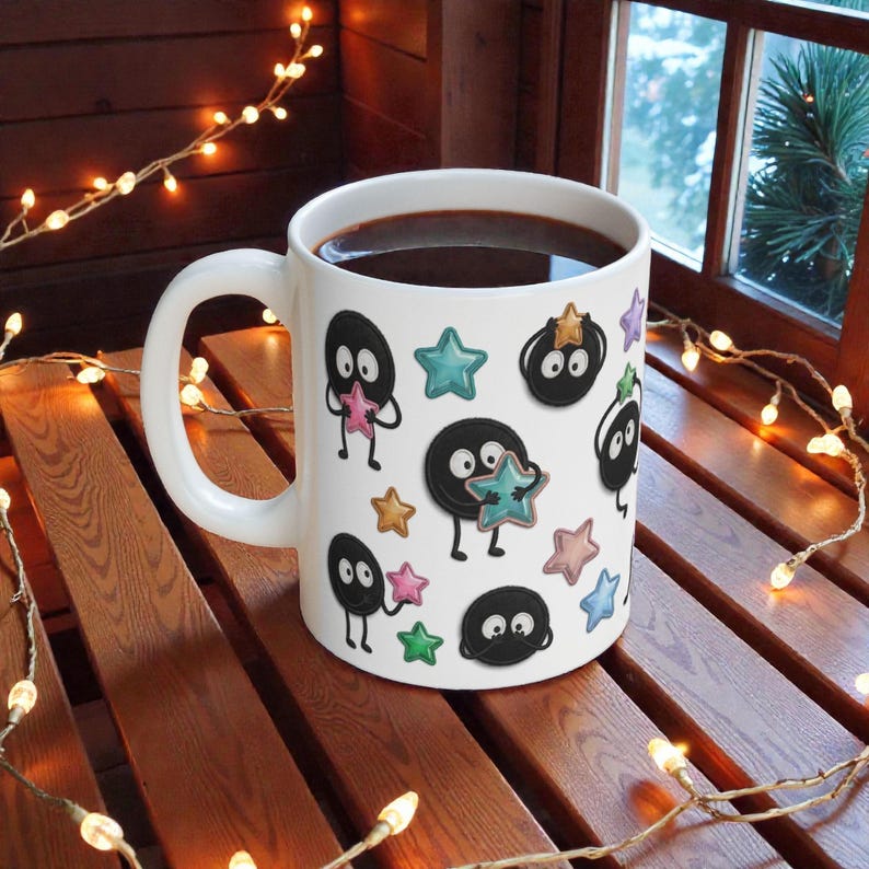 Spirited Away Soot Sprites Mug, Studio Ghibli Anime Coffee Cup (11oz 15oz) image 4