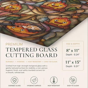 Calcifer Glass Cutting Board, Howls Moving Castle Studio Ghibli Kitchen Decor Gift image 7