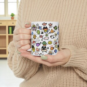 Tamagotchi Ceramic Mug 11oz, Kawaii Y2K Virtual Pet Coffee Cup image 13