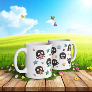 Soot Sprites Paper Art Mug, Spirited Away Inspired Ceramic Cup, Studio Ghibli Gift image 9