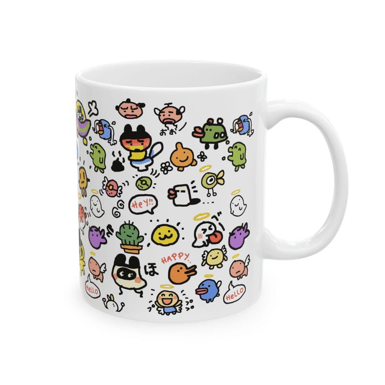 Tamagotchi Ceramic Mug 11oz, Kawaii Y2K Virtual Pet Coffee Cup image 17