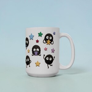 Soot Sprites Paper Art Mug, Spirited Away Inspired Ceramic Cup, Studio Ghibli Gift 15oz