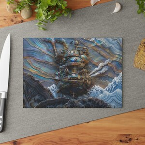 Howls Moving Castle Glazen snijplank Studio Ghibli Kitchen Decor Gift 8" x 11"