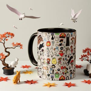 Inspired by Studio Ghibli Spirited Away Totoro Forest Spirit Ceramic Mug 11oz, 10 color Black