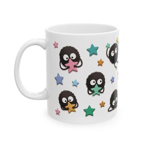Soot Sprites Paper Art Mug, Spirited Away Inspired Ceramic Cup, Studio Ghibli Gift image 11