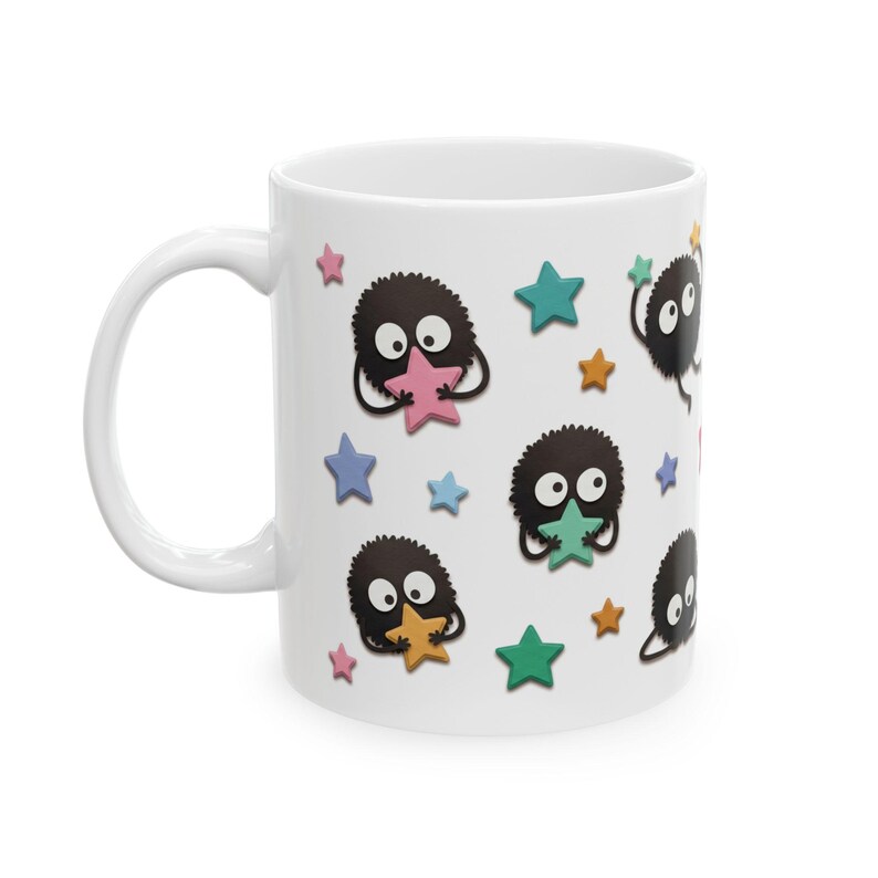 Soot Sprites Paper Art Mug, Spirited Away Inspired Ceramic Cup, Studio Ghibli Gift image 11