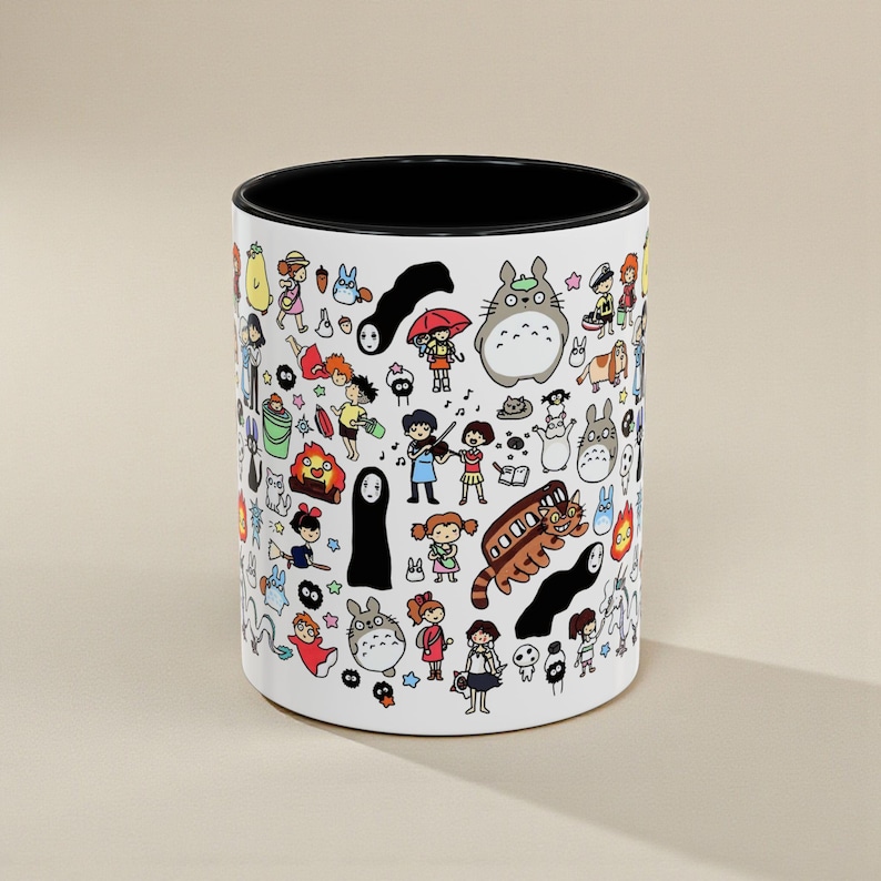 Kawaii Studio Ghibli Doodles Mug, Custom Color Anime Coffee Cup, Ghibli Fan Gift image 11