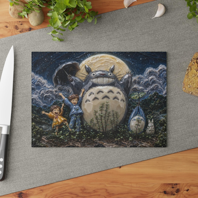 Totoro Glas Schneidebrett, Studio Ghibli Anime Küche Dekor Geschenk 8" x 11"