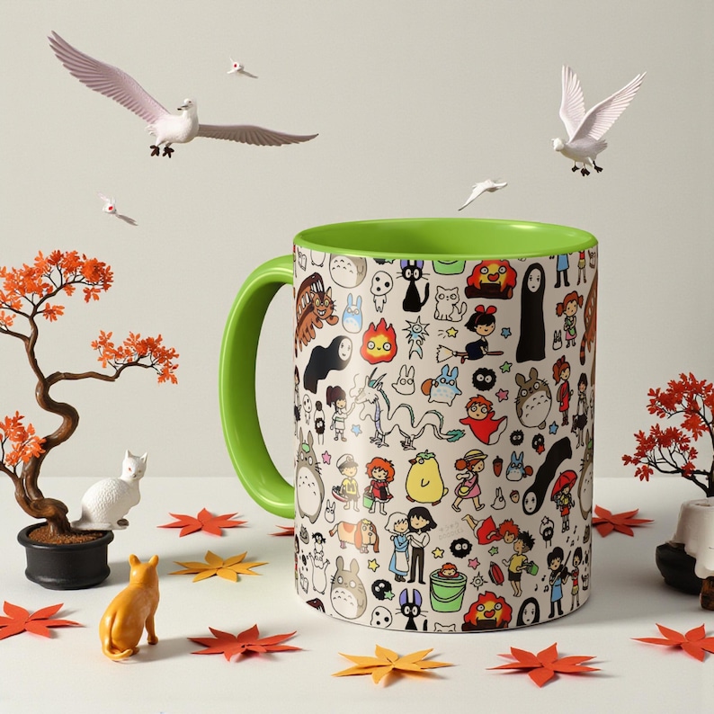 Inspired by Studio Ghibli Spirited Away Totoro Forest Spirit Ceramic Mug 11oz, 10 color Light Green