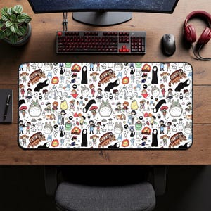Studio Ghibli inspired Character Pattern Desk Mat | Anime Mousepad