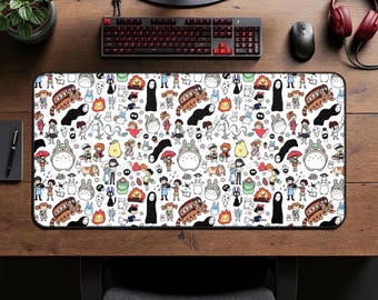 Studio Ghibli inspired Character Pattern Desk Mat | Anime Mousepad